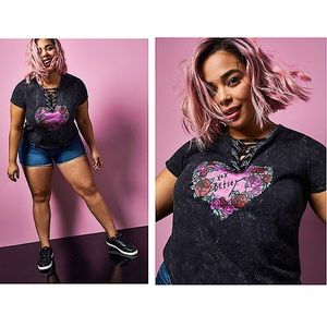 TORRID Betsey Johnson Mineral Wash Lace-Up Tee